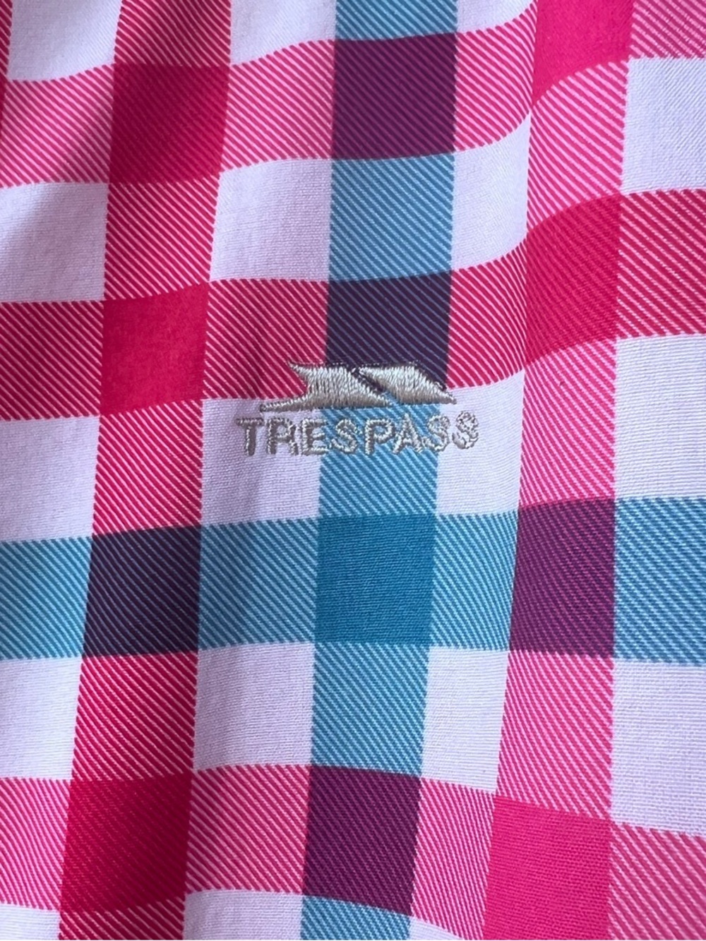 Trespass Pink, Blue & White Plaid Zip Jacket with Hood & Pockets - Picture 9 of 16